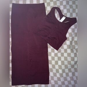 Fabletics Burgundy Midi Skirt Set